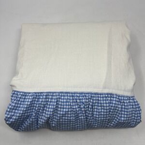 Pottery Barn Kids Bed Skirt Twin Blue Gingham Checked Dust Ruffle 100% Cotton